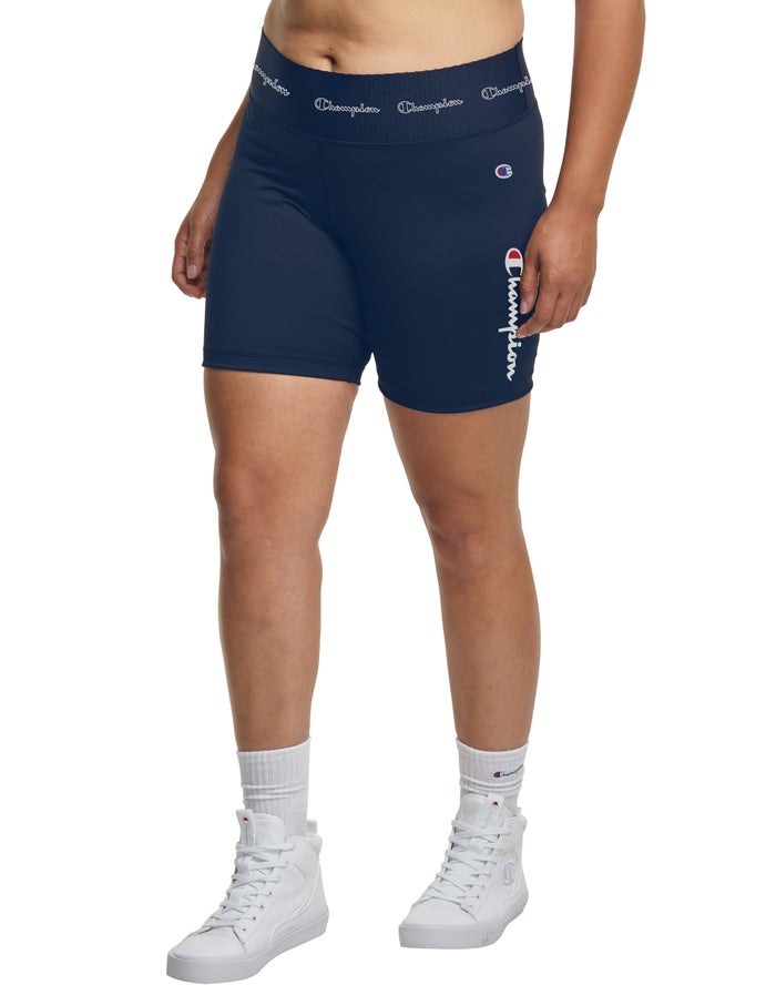 Champion Plus Authentic Bike Script Logo 7 Korte Broek Dames - Donkerblauw - Belgie 0698VGEKS